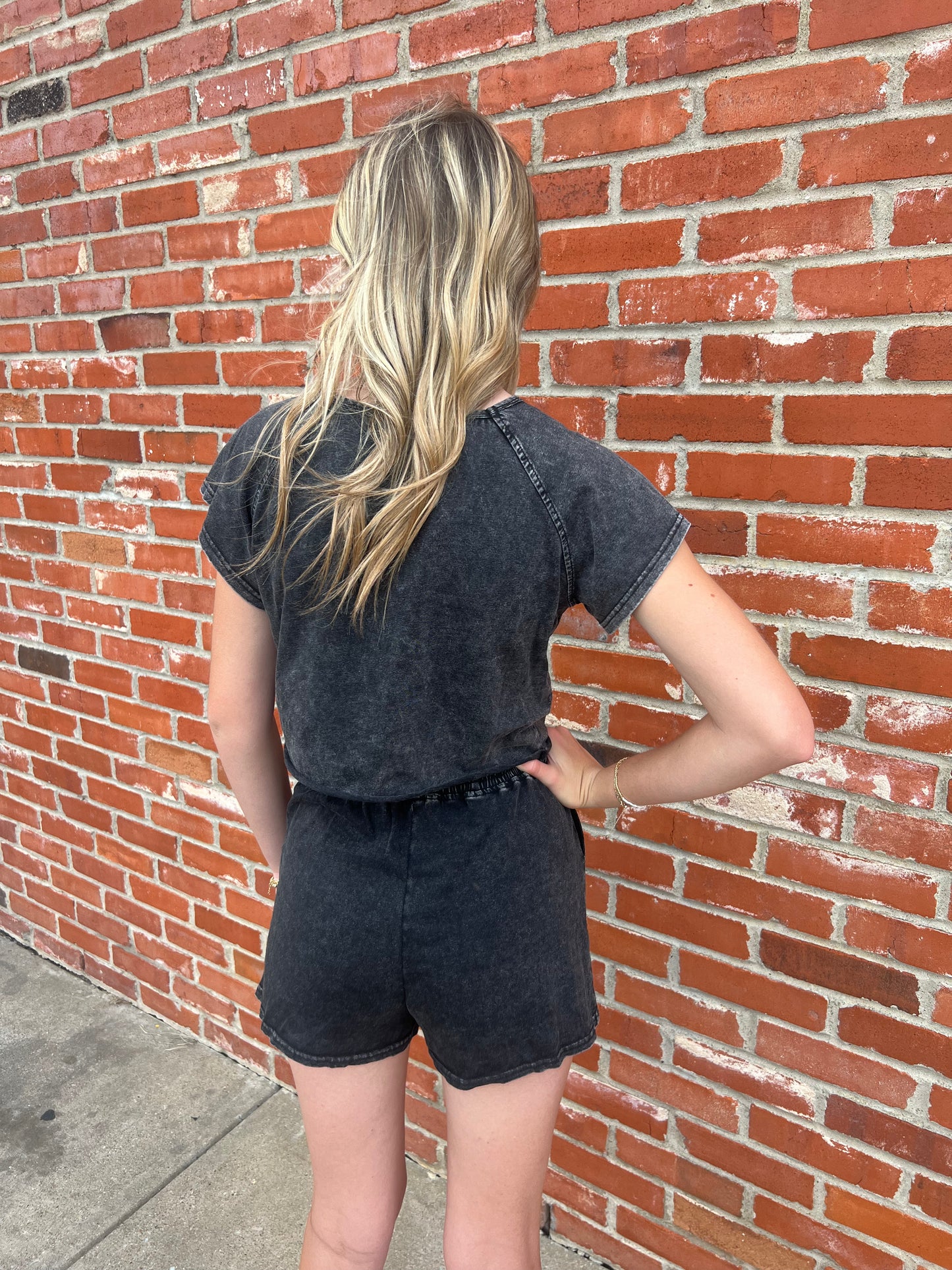 Black Acid Wash Lounge set