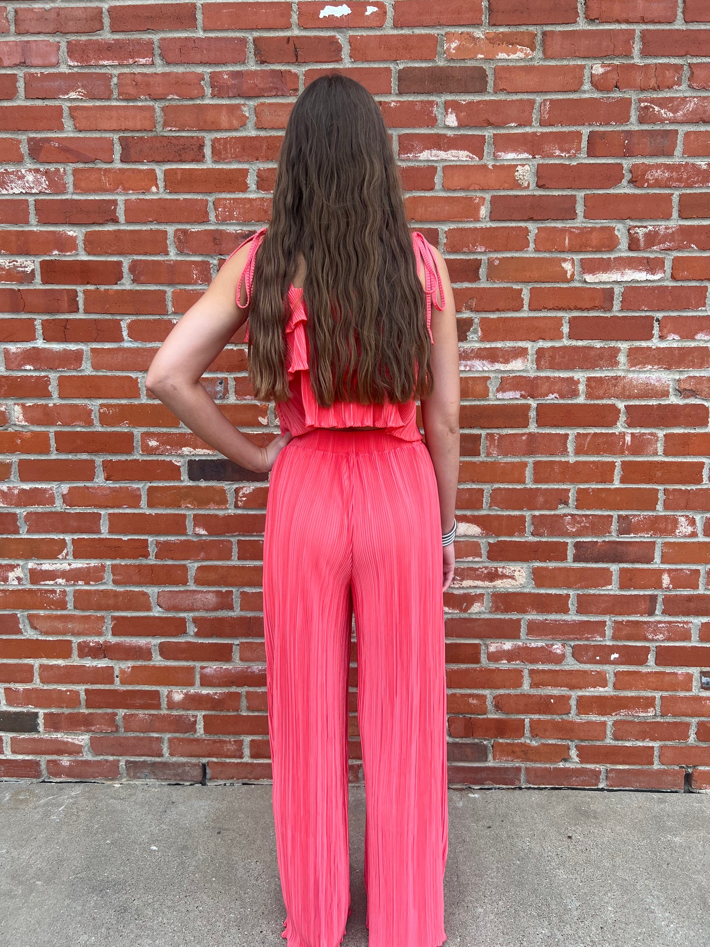 Ruffle Tiered Cami Pleated Wide Leg Pants set