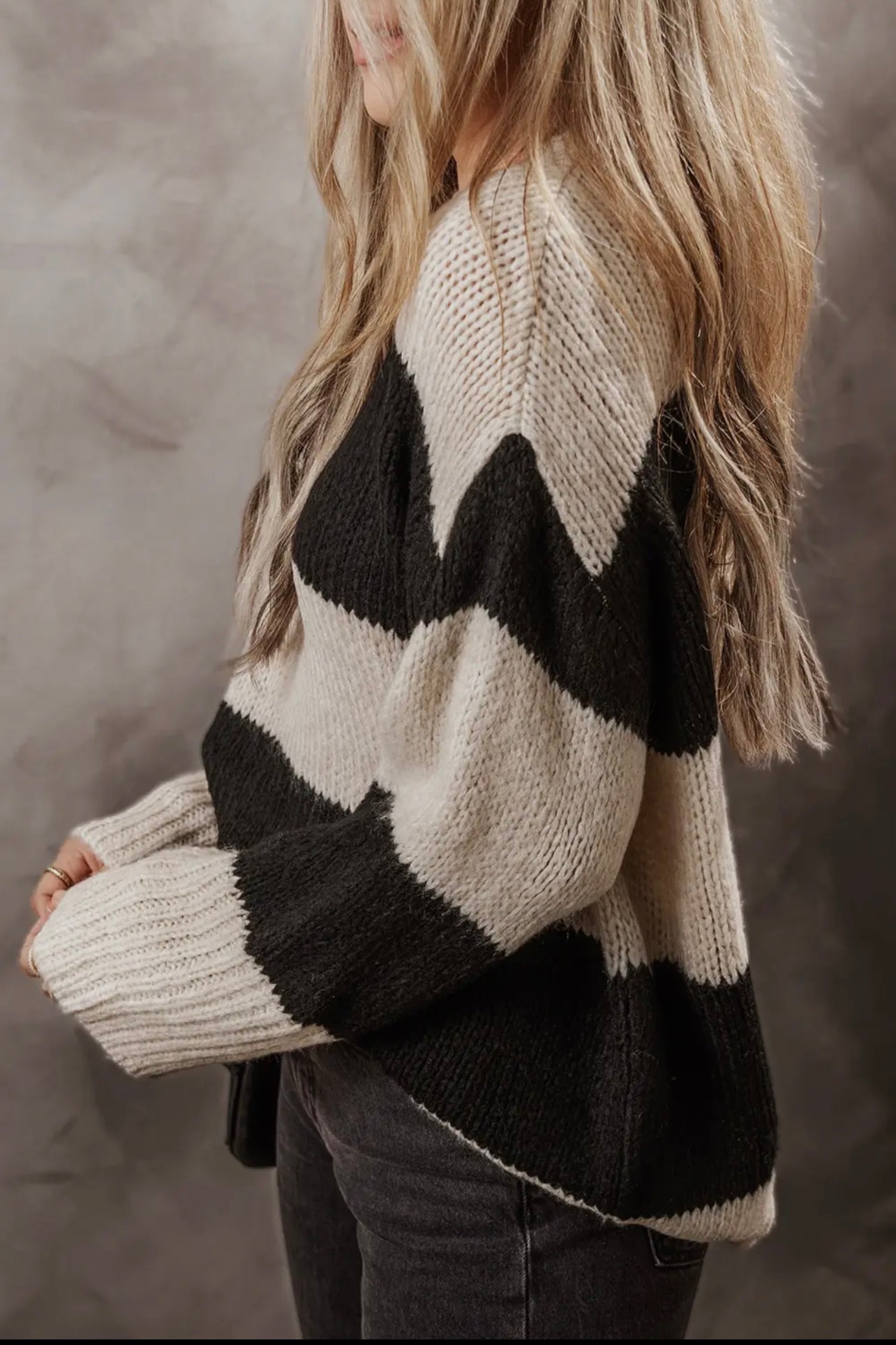 Color Block Pullover Loose Sweater